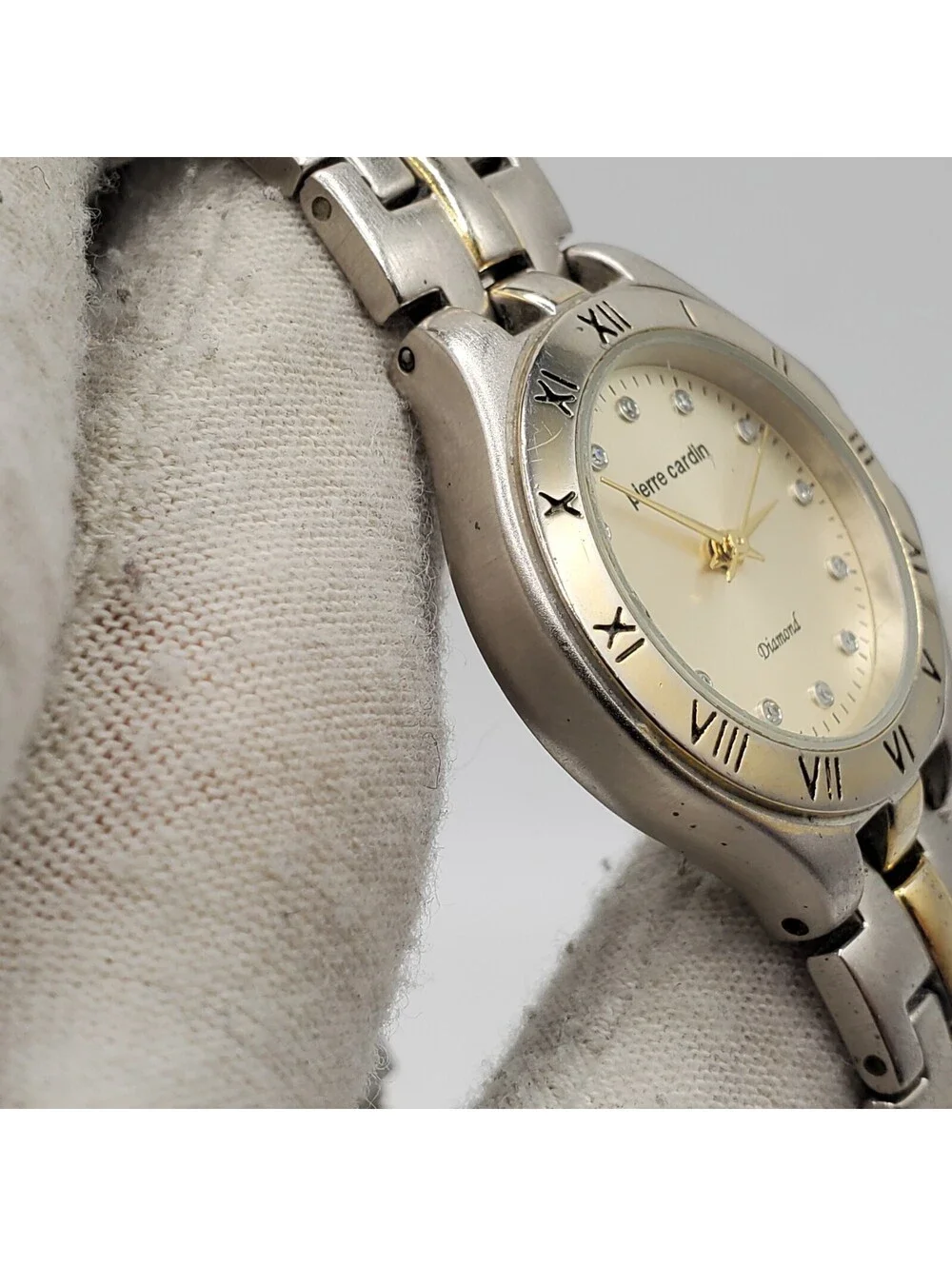 Pierre Cardin Diamond Watch Women 28mm Two-Tone New Battery